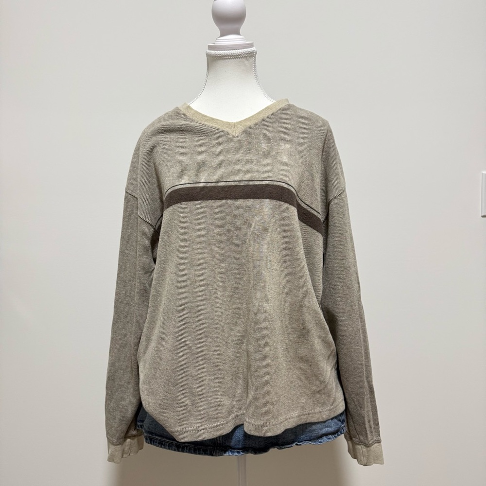 Penmans Beige and Gray V-Neck Sweater